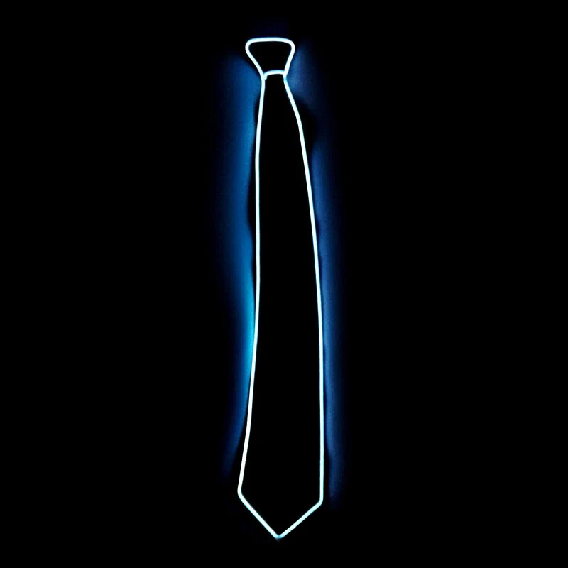 Модный мужской светодиодный светящийся Neon EL Wire шейный галстук в полоску маскарадное праздничное украшения для косплея EIG88 - Цвет: Белый