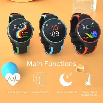 

Round smart watch for Android and iOS phones Samsung IP67 swimming waterproof fitness tracker fitness heart rate body temperatur