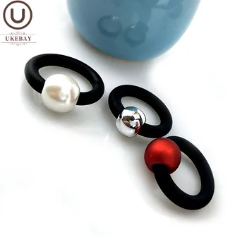UKEBAY 2020 NEW Pearl Rings Fashion Rubber Jewelry Elasticity Ring Women Body Accessories Simple Handmade Jewellery Wholesale