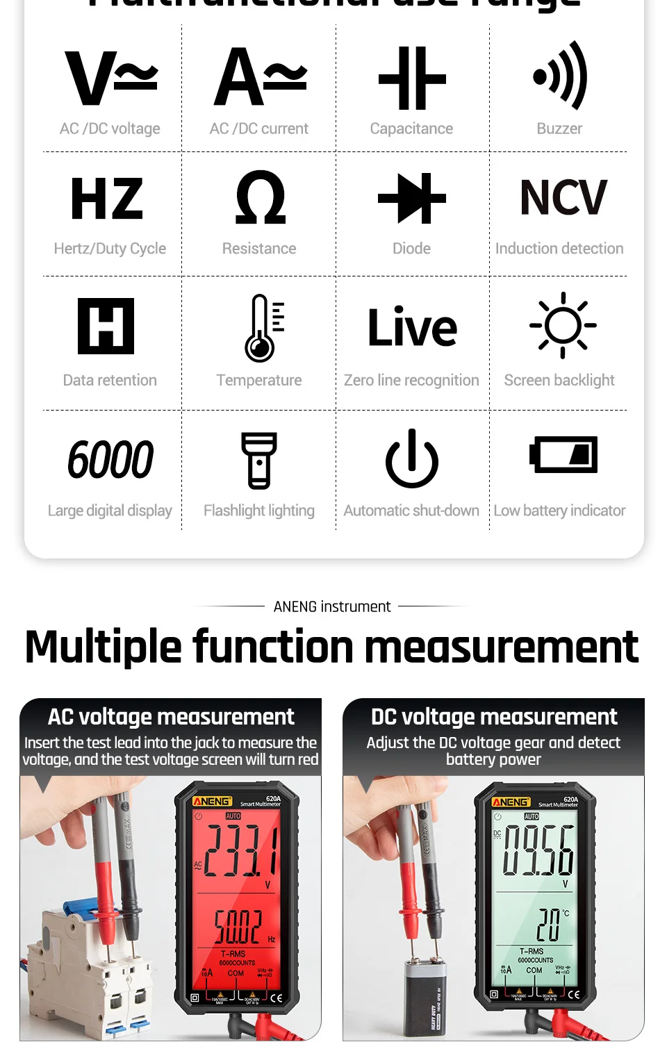 tester multimetro amperimetro digital dc profesional voltimetro