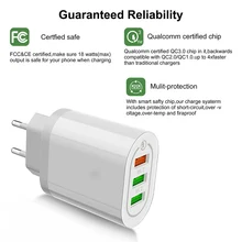 QC3.0 быстрой зарядки Мощность адаптер EU/штепсельная вилка американского стандарта смарт-устройство для быстрой Зарядное устройство мобильного телефона стены 3-Порты и разъёмы USB Wall Зарядное устройство Порты и разъёмы в состоянии Зарядное устройство для iPhone