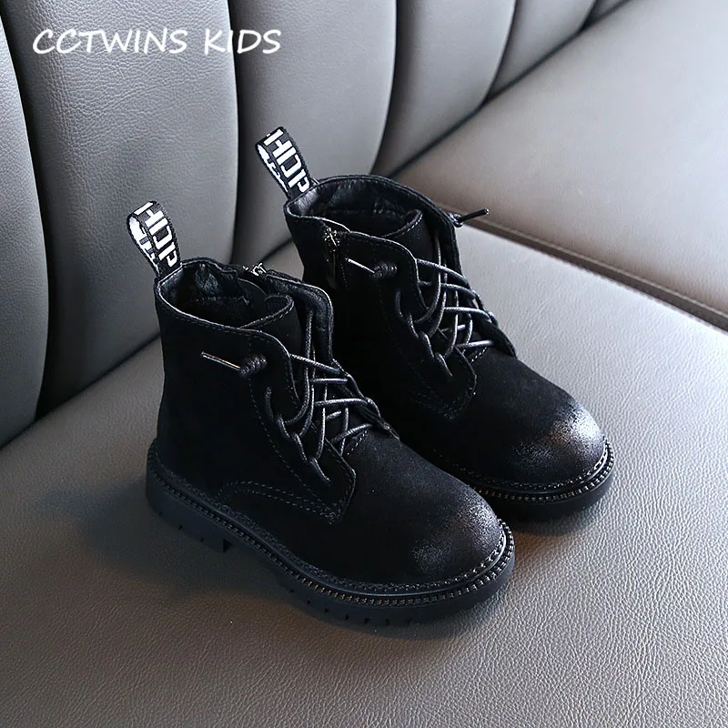 CCTWINS/детская обувь; коллекция года; сезон осень; Детские Черные Ботинки martin; Модные ботильоны для маленьких девочек; Брендовая обувь для мальчиков; для малышей; MB081 - Цвет: Черный