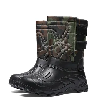 

Men's Snow Boots Winter Camouflage Snow Men Boots Rain Shoes Waterproof With Plush Warm Male Casual Mid-Calf Work Fishing Boot