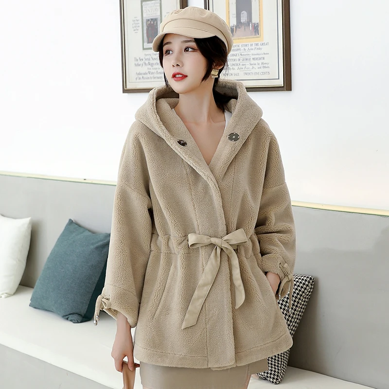 

Korean Winter Wool Coat Women Woolen Hooded Women Coats and Jackets Black Short Female Jacket Ladies Coats