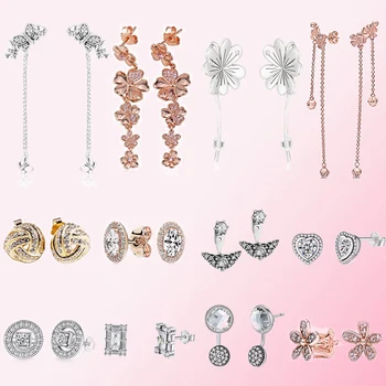 

100% 925 Sterling Silver Classic Authentic Original Gift Flower Tassel Earrings Ladies Charm Fashion DIY Jewelry Free Shipping