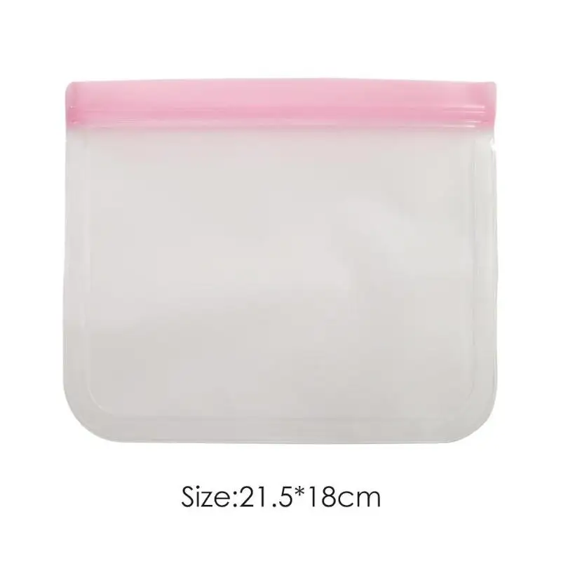 Pink21.5X18cm Силиконовые контейнеры для хранения еды герметичные контейнеры многоразовые стоьте вверх молния закрывать мешок чашки свежий мешок хранения еды мешок - Цвет: Pink21.5X18cm