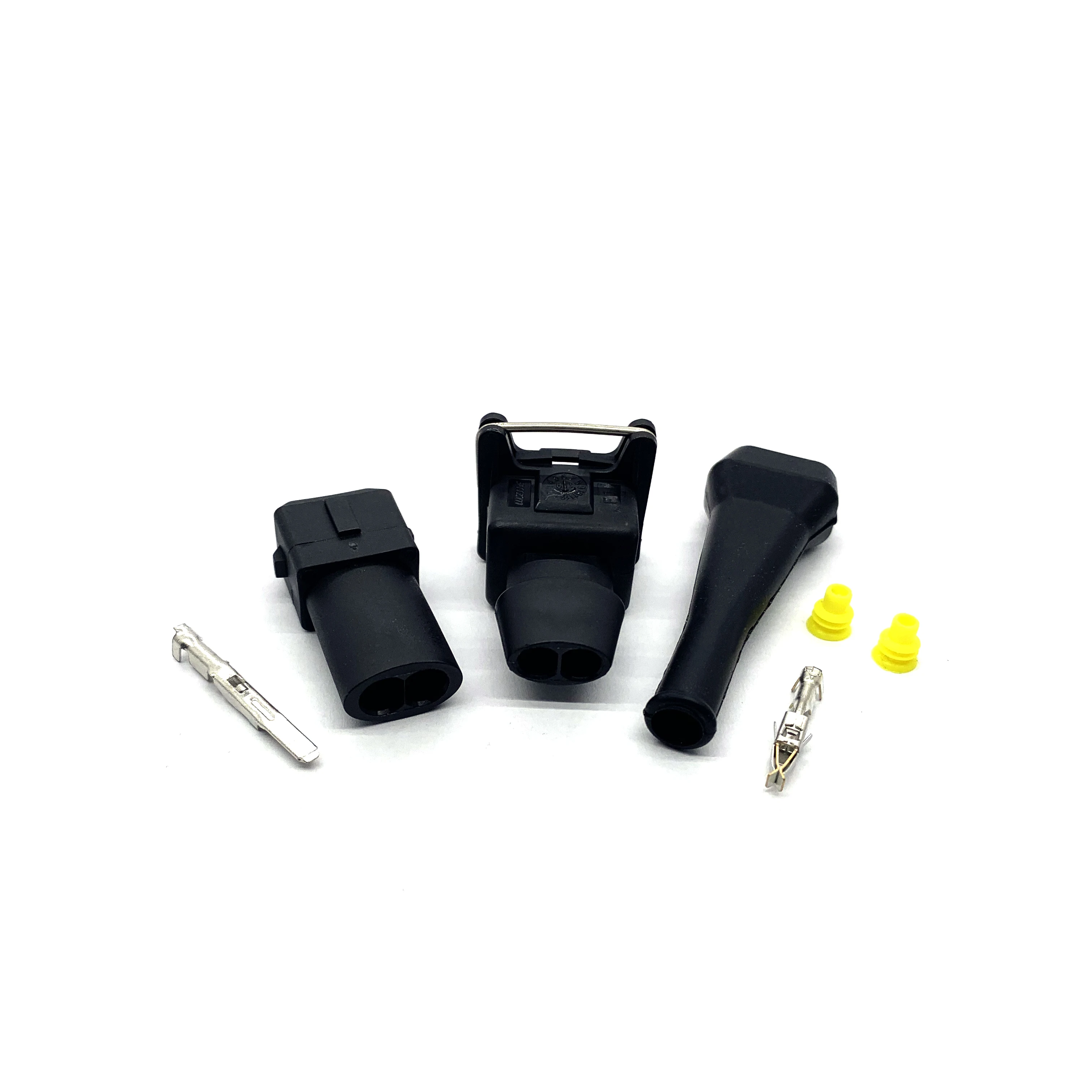 

1set 2 Pin AMP Tyco Fuel Injector Connector Waterproof Junior Power (mini timer)Plug With Rubber Boot For cars