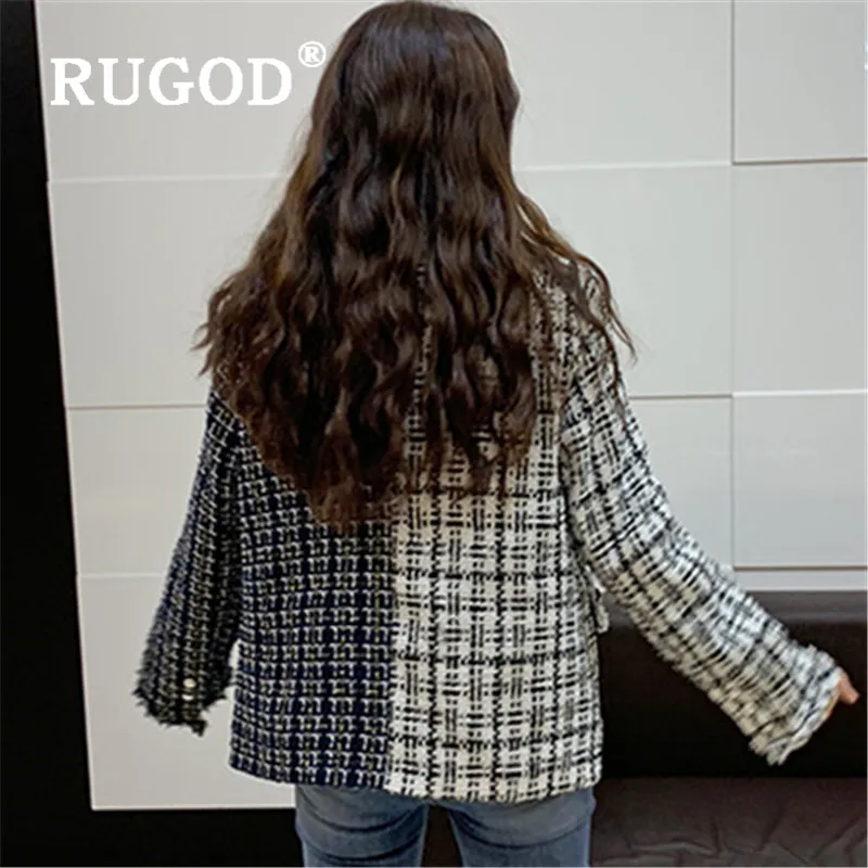 RUGOD, новинка, зимняя теплая Женская куртка, круглый вырез, однобортное, Жемчужное, пэтчворк, цветное, толстое пальто, корейский шик, модное женское пальто