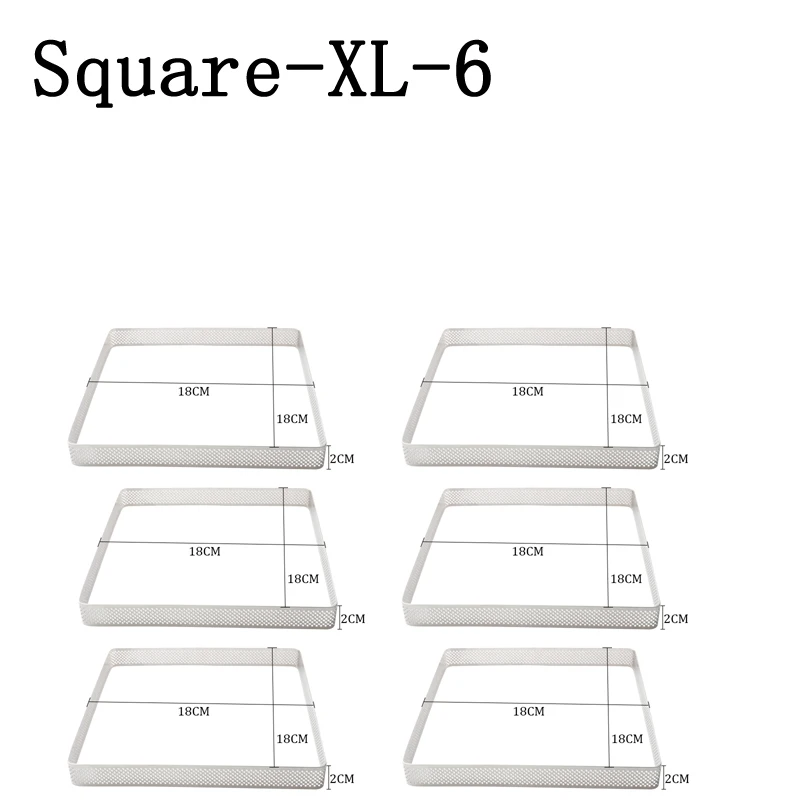 Квадратное кольцо для пирога из нержавеющей стали, форма для пирога, сделай сам, французский фруктовый крем, формочка для десерта, пиццы, сыра, мусса, форма для пирога, инструменты для выпечки - Color: Square-XL-6