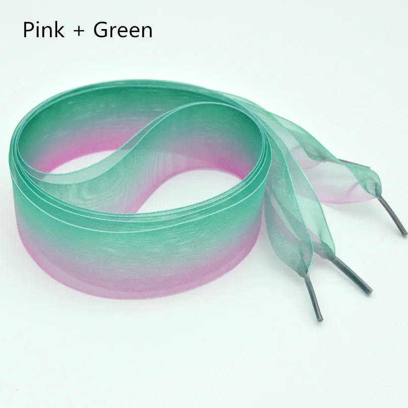 4 cm verbreiterte Organza-Schnürsenkel mit Farbverlauf, Chiffen-Garn, Schleife, breite Schnürsenkel, Trend, Schönheit, Weiß, lässige Sneaker-Schuhe, Schnürsenkel, Dropship – Detail 8