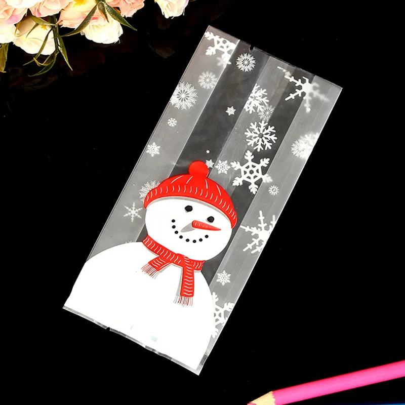 50 шт год Рождественский подарок для выпечки Упаковочные пакеты мультяшный Рождественский Снеговик закуски конфеты мешок печенья Dragee сумка для хранения