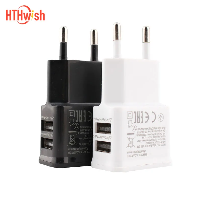 Dual USB Charger 2A Travel EU Plug Adapter portable Wall charger Mobile Phone USB cable For iphone Samsung Xiaomi Universal