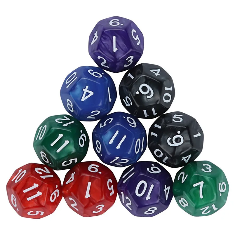 

10Pcs freaky dice set 12-sided pearl color mixture poly dice party happy game dnd dice sets polyhedron dados de rpg d12 30A20