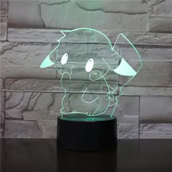 3D иллюзия ночник 7color Изменение Настольная лампа Дракон Pokeball Пикачу Покемон Иви огни детские игрушки Праздничные подарки