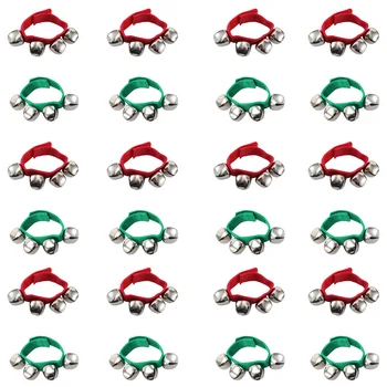 

24pcs Christmas Band Wrist Bells Bracelets Jingle Rhythm Instrument Party Favors