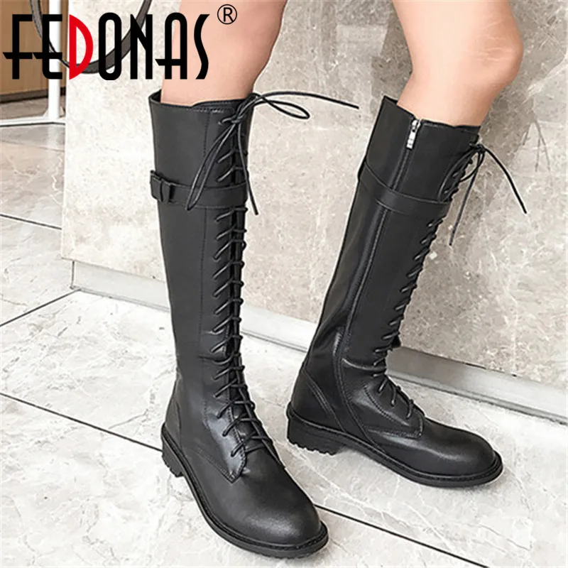 

FEDONAS Knee High Boots Women Party Shoes Riding Boots Women Autumn Winter Warm Side Zipper High Boots Basic Casual Shoes