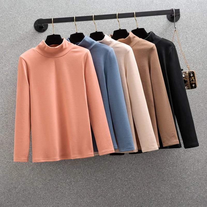 

2020 New Winter Clothes Large Women's Clothes Slim Versatile Thickened High Collar Long Sleeves Warm Sexy Temperament Bottoming