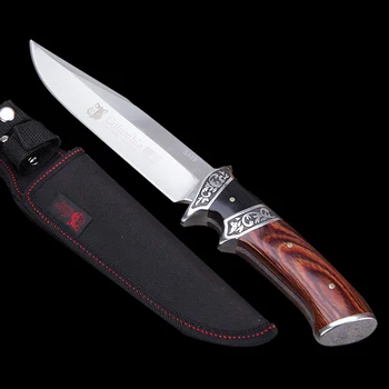 

DuoClang Wildnerness Military Survival Straight Knives 5Cr13Mov Steel Wood Handle Tactical Hunter Fixed Blade Knife