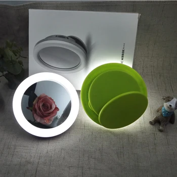 

Mini round clip makeup mirror outdoor mirror light portable LED makeup mirror flash mobile phone fill light
