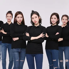 Женские рубашки поло с длинным рукавом 15 Soild цвета женские рубашки поло женские дышащие размер плюс поло Топ повседневные рубашки для женщин