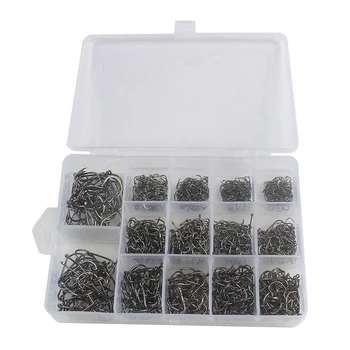 

1200 Pcs/Box Fishing Jig Hooks Stuff High Carbon Steel Catfish Circle Hooks Mixed Size Barbed Hook Tackle for Saltwater
