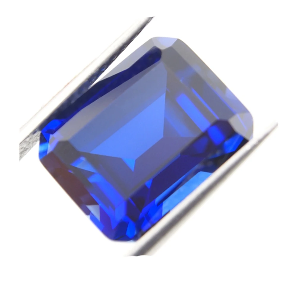 

Laboratory Manufacturing Gemstone 34# Corundum Emerald Cut Blue Sapphire Beads For Pendent Necklace Jewelry