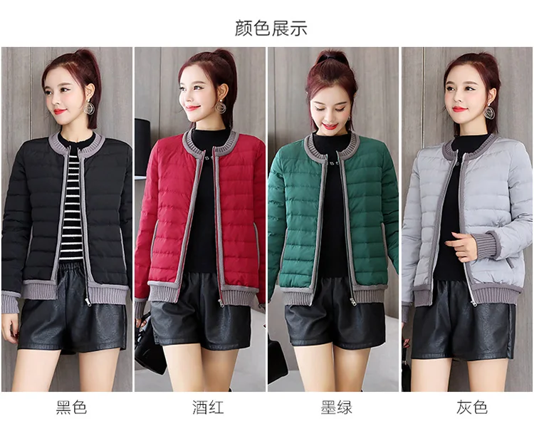 Versitile Fashion Loose Comfortable Elastic Band Hem Winter Long Sleeve Short down Jacket Zipper