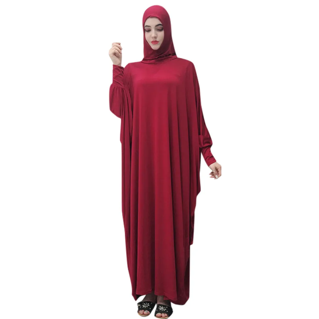 KLV Дубай Кафтан платье мусульманские Вечерние abaya женщины арабское, с длинными рукавами сплошной цвет Турция ислам молитва Восточный халат из марокена Макси платья