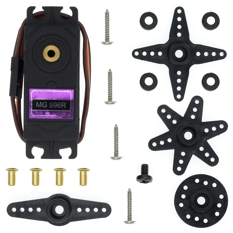 Servo MG995/MG996R pour voiture bateau avion RC, installé sur un châssis de modèle réduit.