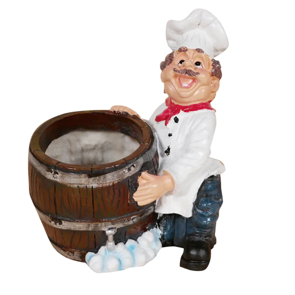 Забавный Fat Chef держатель бутылки персонаж из смолы винный шкаф украшение винного шкафа