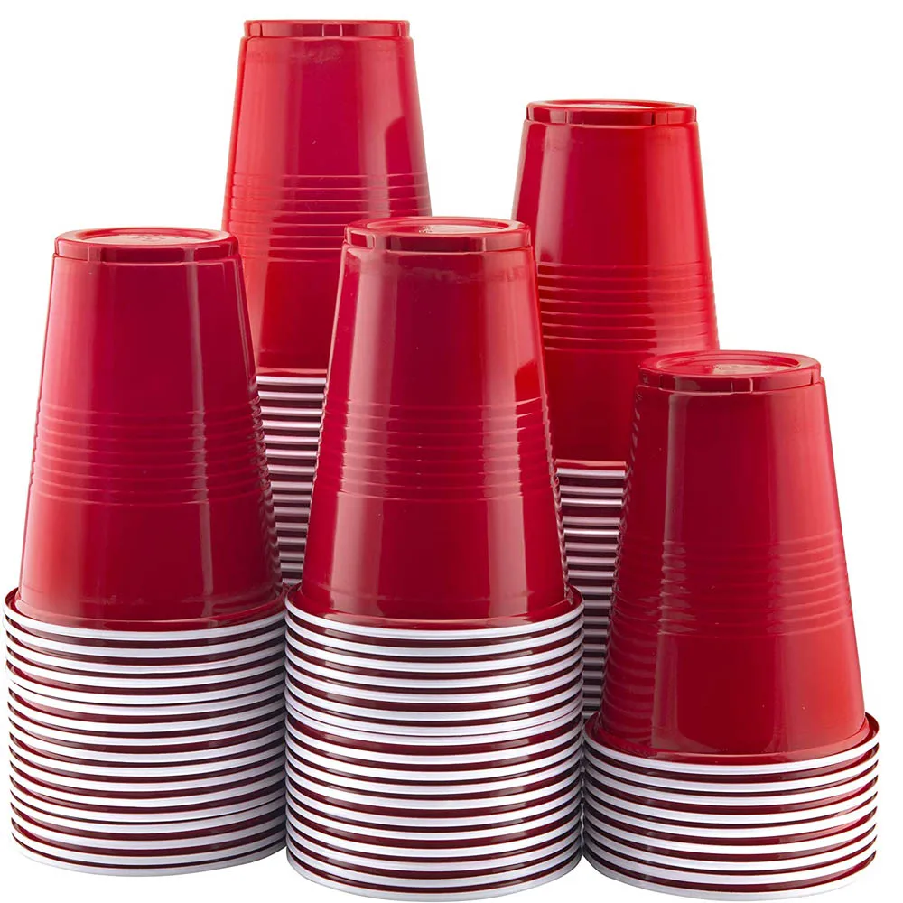 Disposable Frosted Surface 16oz PS Plastic Red Party Cups - China