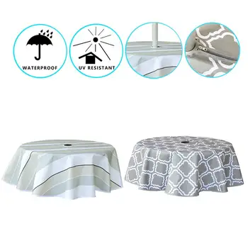 

Round Table Cloth Striped 600D Oxford Cloth Kitchen Garden Tablecloth Oilproof Decorative Elegant Waterproof Fabric Table Cove