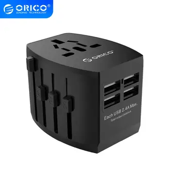 

ORICO Travel Adapter International Universal Power Adapter All-in-one USB Electric Plugs 4 USB AC Outlet For EU/US/UK/AU Plug