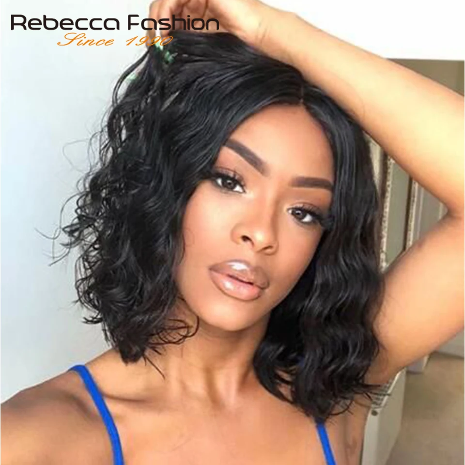 Rebecca средняя часть человеческих волос парик для женщин натуральные волосы линии