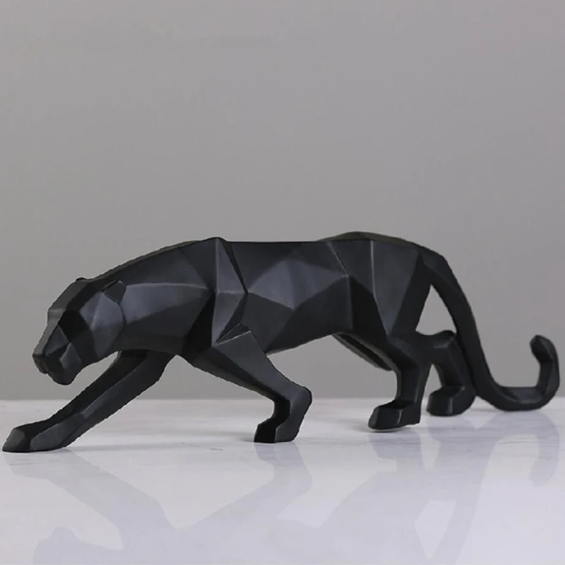 Leopard Statue Ornament Figurine Home-Decoration-Accessories Panther Animal Geometric-Style