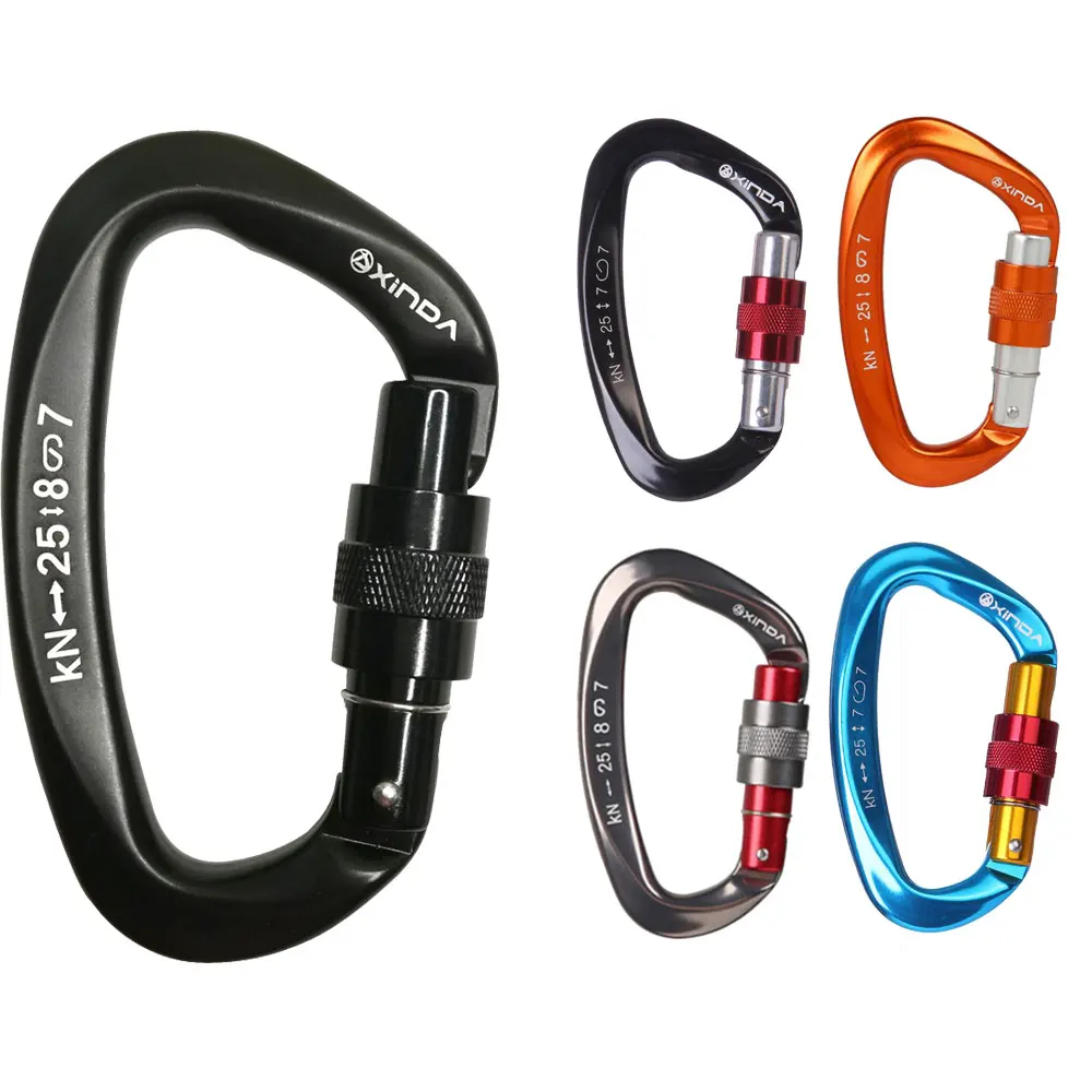 T TOOYFUL 2x Safety Mountaineering Rock Climbing Aluminum Keylock Carabiner Equip 24KN