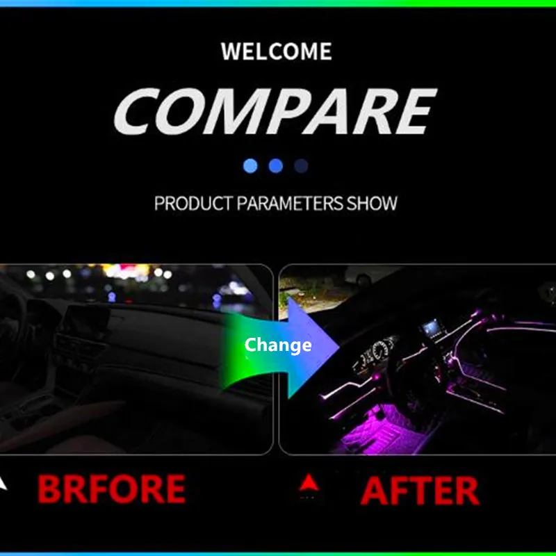 Автомобильный атмосферный светильник s EL неоновый провод полоса RGB несколько