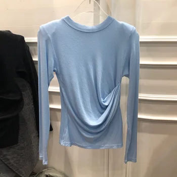 

2020 Spring and Summer Casual Women T-shirts Office Lady O-Neck Solid T-shrits Elegant Women T-shirts