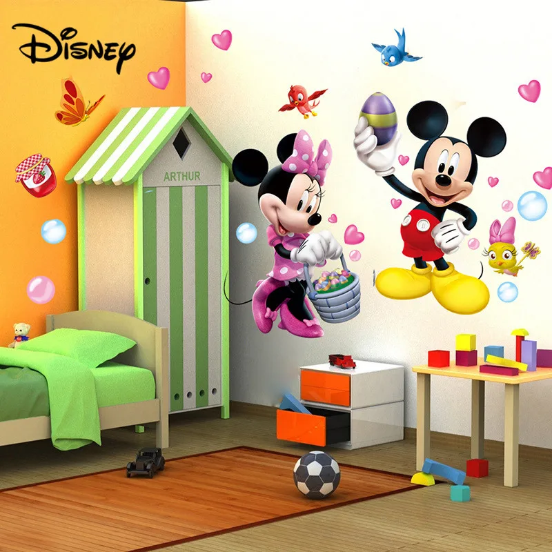 Disney мультфильм Микки стикер Микки Маус детская комната, наклейка украшение спальни милые снимающиеся наклейки