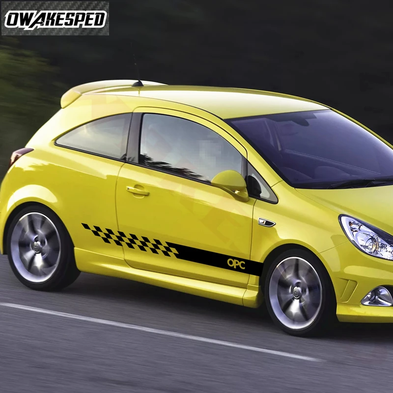 Racing Sport Stripes Car Door Side Skirt Sticker Auto Body Vinyl Decals For Opel OPC Exterior Accessories (4)
