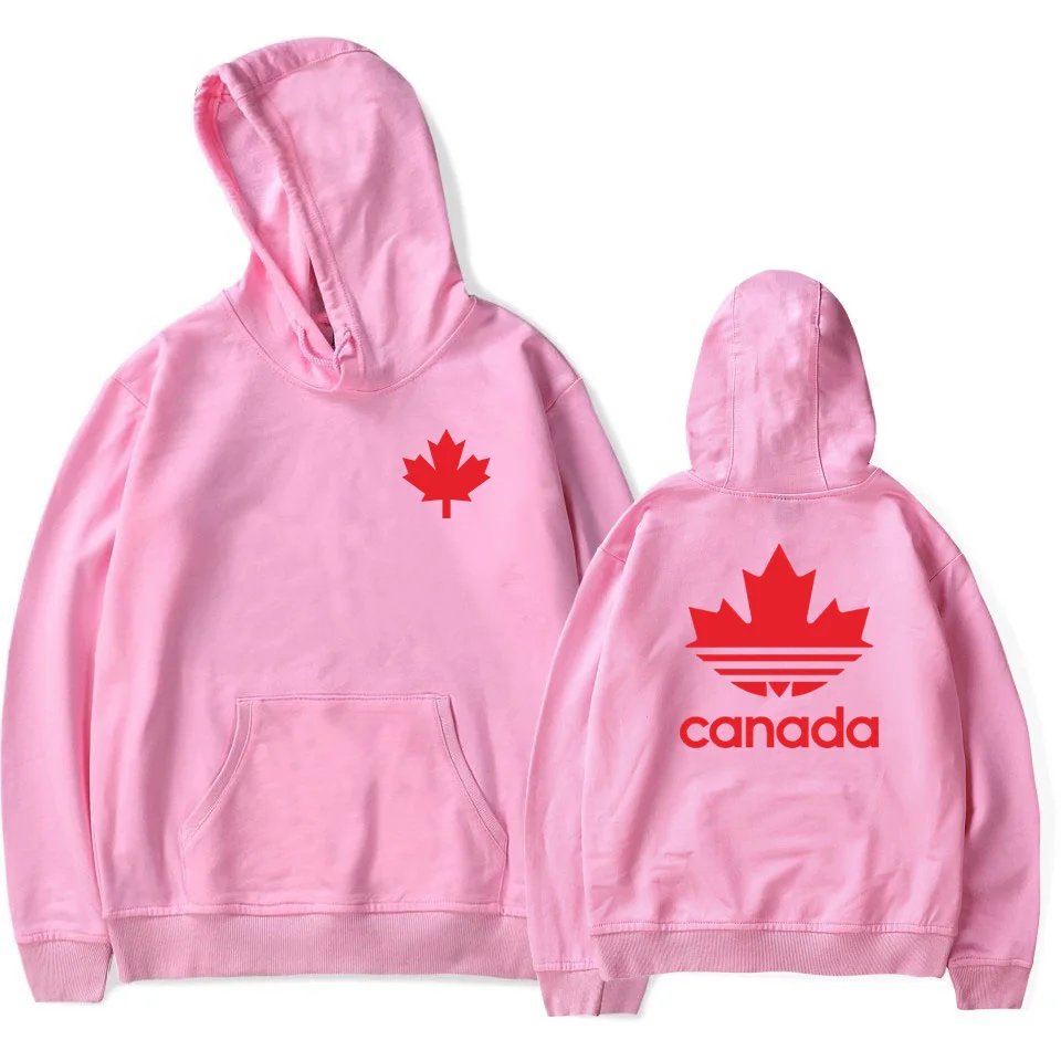 Новейший канадский пуловер с принтом кленовых листьев, толстовка унисекс высокого качества в стиле хип-хоп, уличная одежда размера плюс, толстовки - Цвет: Pink-red