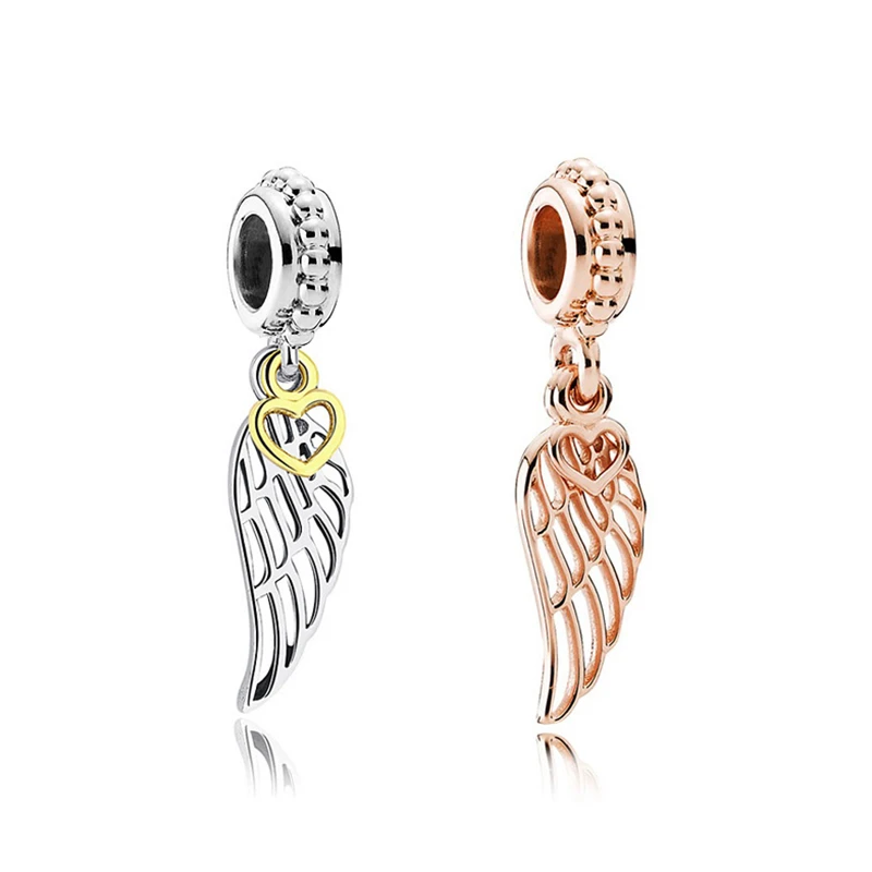 Amuletos de alas de Ángel compatibles con pulsera pandora, charms de ala de oro rosa, bricolaje, colgante, fabricación de joyas para de mujer|Amuletos| - AliExpress