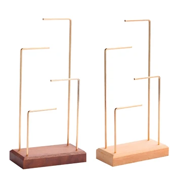 

Ring Display Holder Pendant Earrings Display Stand Metal Stick Solid Wood Jewelry Display Stand
