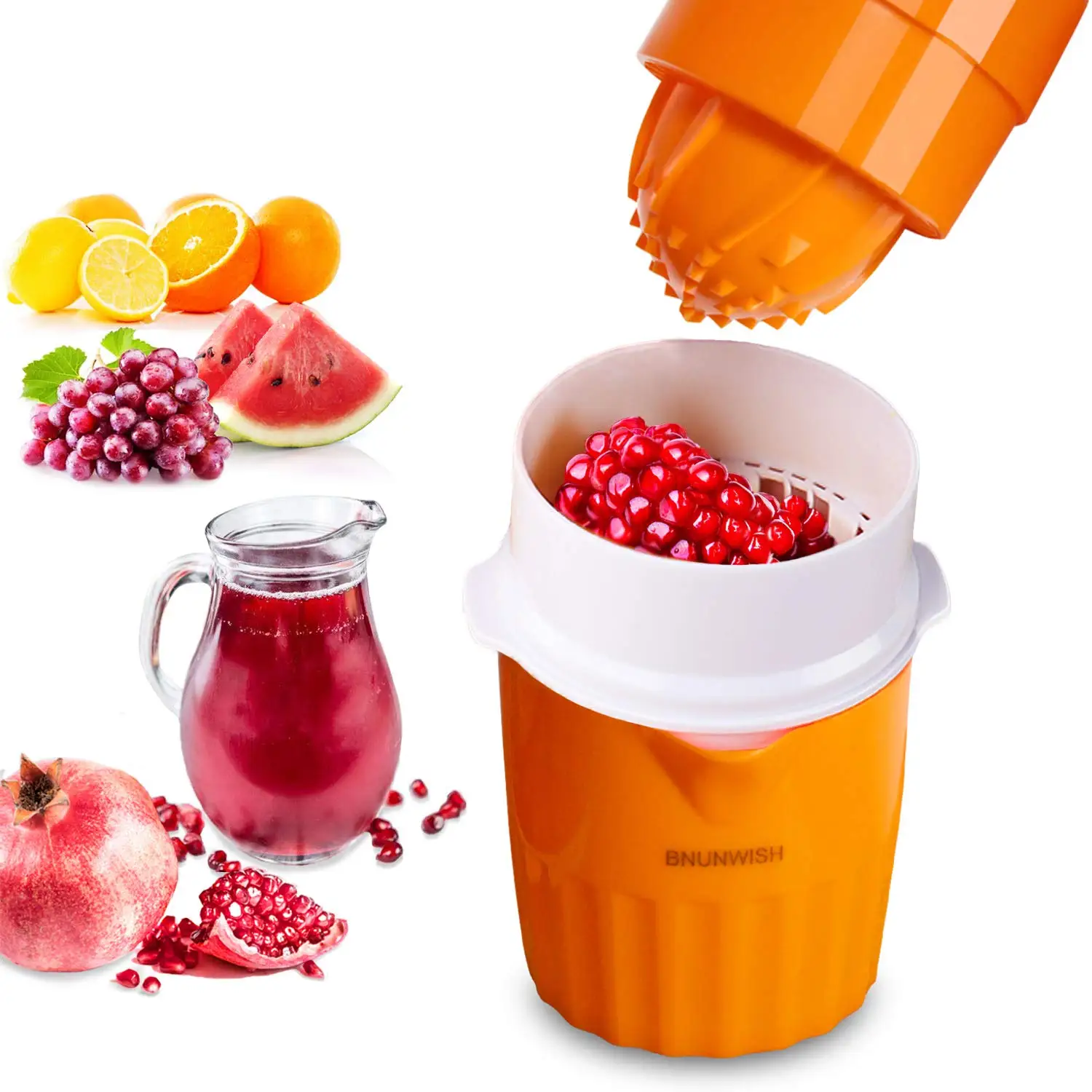 

Citrus Orange Juicer Lemon Lime Squeezer Manual Grape Pomegranate Presser with an ABS Strainer and 2 Cup Container