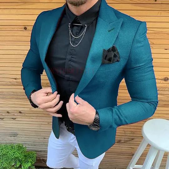 品質販売 ファッションブルーマンスーツスリムフィットブレザーとパンツ最高の男新郎結婚式タキシード Firmal イブニングパーティードレスメンズスーツセット 19 ブランド正規品 Test Dksp Dk