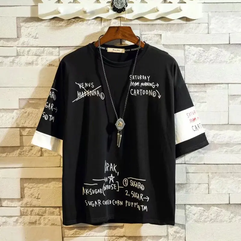 Fashion Letter Short Sleeved T Shirt Men S Summer Trend Loose Casual Half Sleeve For Men Black Xxxl T Shirts Aliexpress