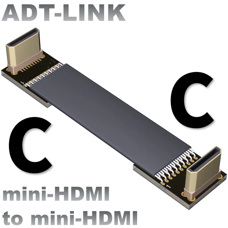 

ADT mini HDMI aerial cable C male and C female bend up and down ultrathin HD cable extension lengthen cable 4K@50/602160p