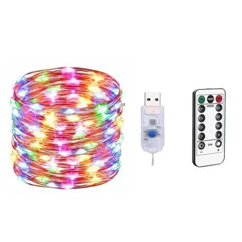 

BRELONG 10M 100LED 5M 50LED copper wire remote control string light 8 function waterproof holiday light string