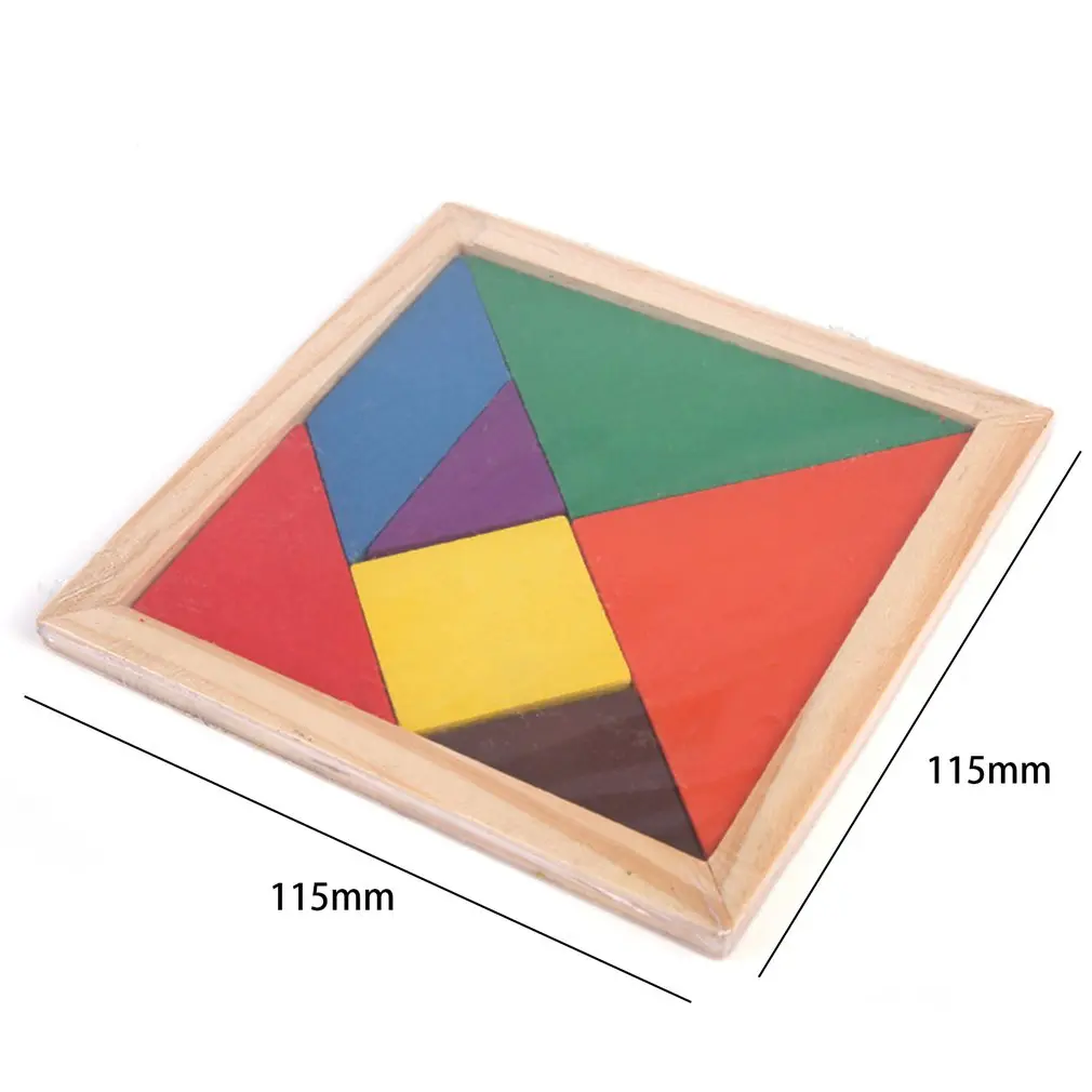 Деревянные Tangram 7 частей головоломки геометрическая форма красочный квадрат IQ Игры Головоломка интеллектуальные Обучающие игрушки для детей