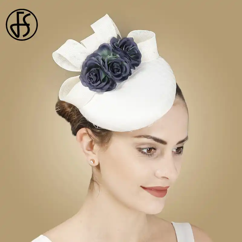 Sinamay Pillbox White Fascinator Hat 